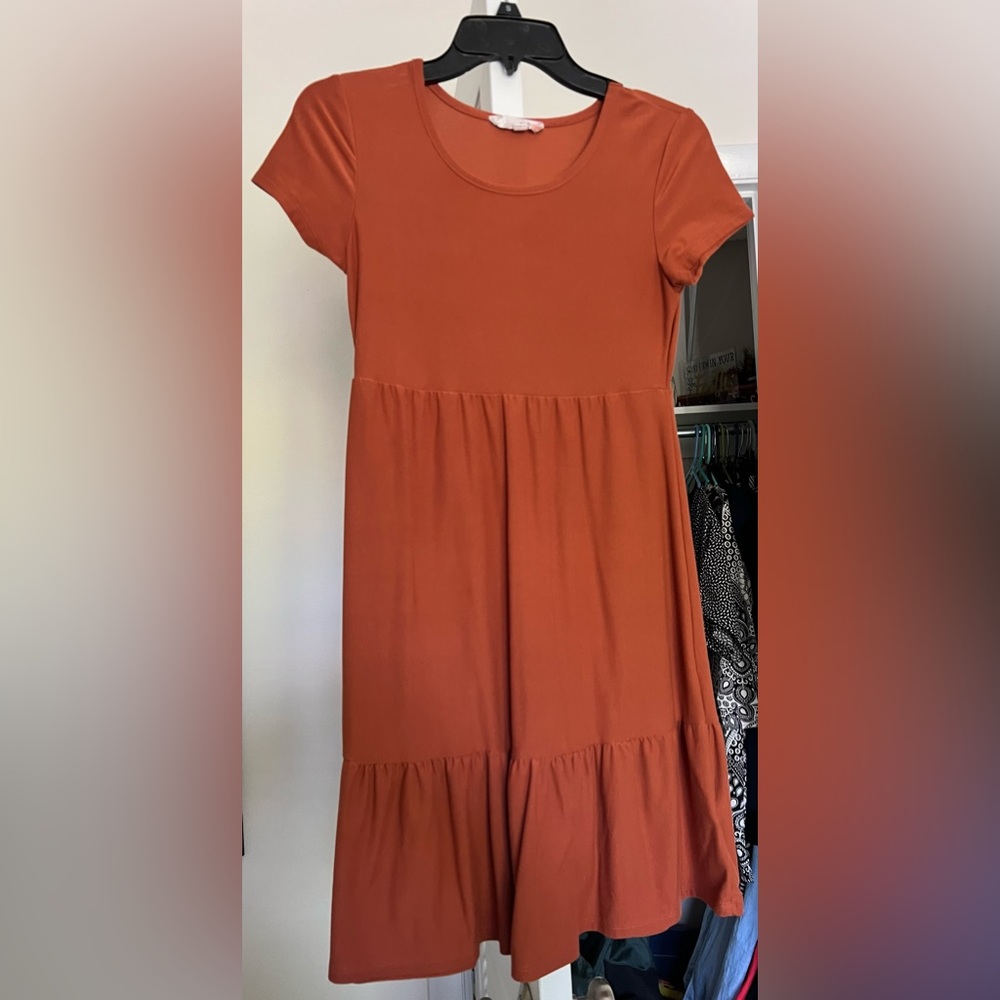 Burnt orange cotton dress